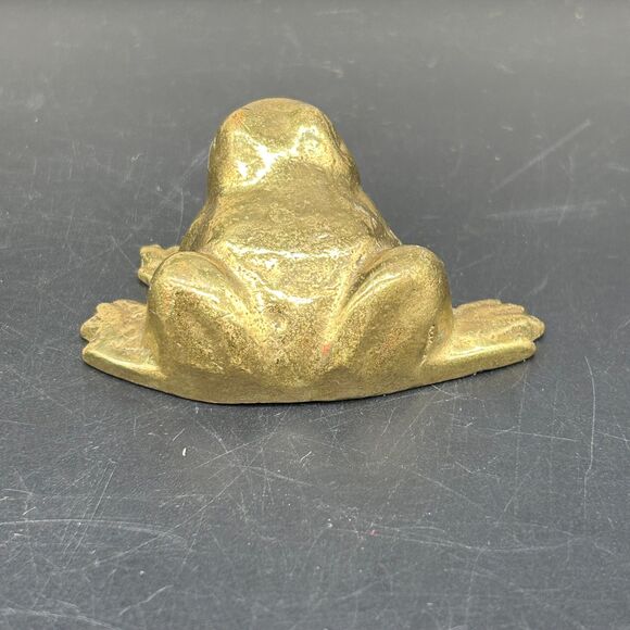 Brass Frog Paperweight Figurine 2.5” wide (A) - Picture 3 of 6